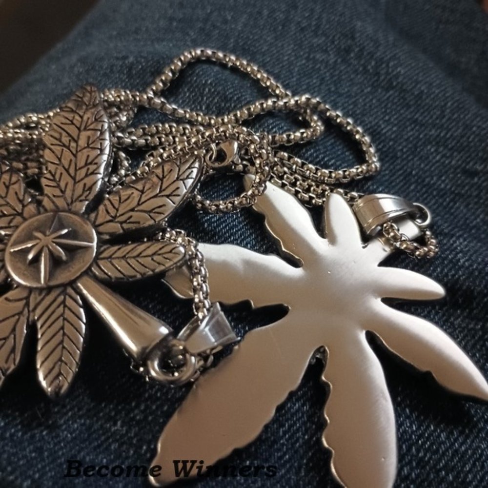 Hot New Men's Super Girl Big Steel Vegan 24" Leaf Necklace - Picture 2 of 6